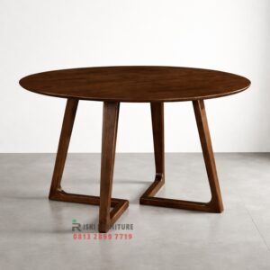 Meja Makan Bulat Kayu Jati